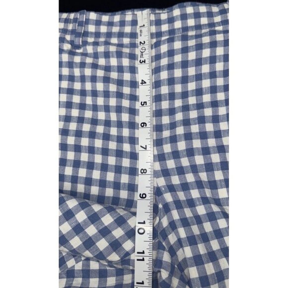 J. Jill Linen Stretch Blue White Checked Pull On Cropped Pants Stretch Med Tall - Picture 9 of 11